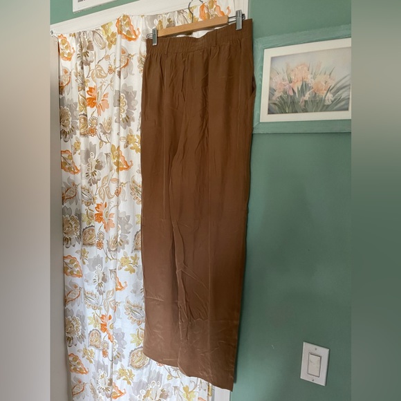 100% Silk Pants Sandra Roth Brown 12 Tall - Picture 5 of 7